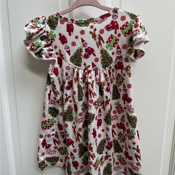Boutique Custom 2T Girls Elf on the Shelf Christmas Holiday Short Sleeve Dress - Picture 4 of 6